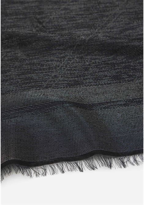 Sciarpa nera da donna in filo lurex con pattern righe e logo ELISABETTA FRANCHI | SC03F46E2110